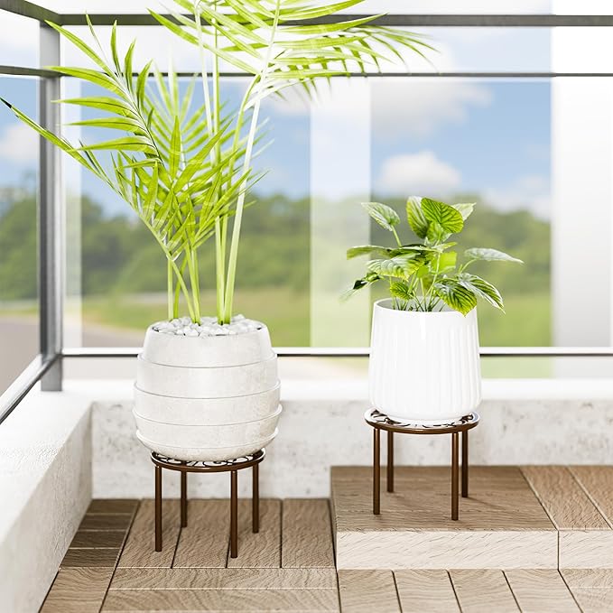 Plant Stand Plant Holder - 7.9 x 7.9 x 5.9 inches Flower Stand for Garden Courtyard, Heavy Duty Plant Rack for Multiple Plant Indoor or Outdoor.Brown