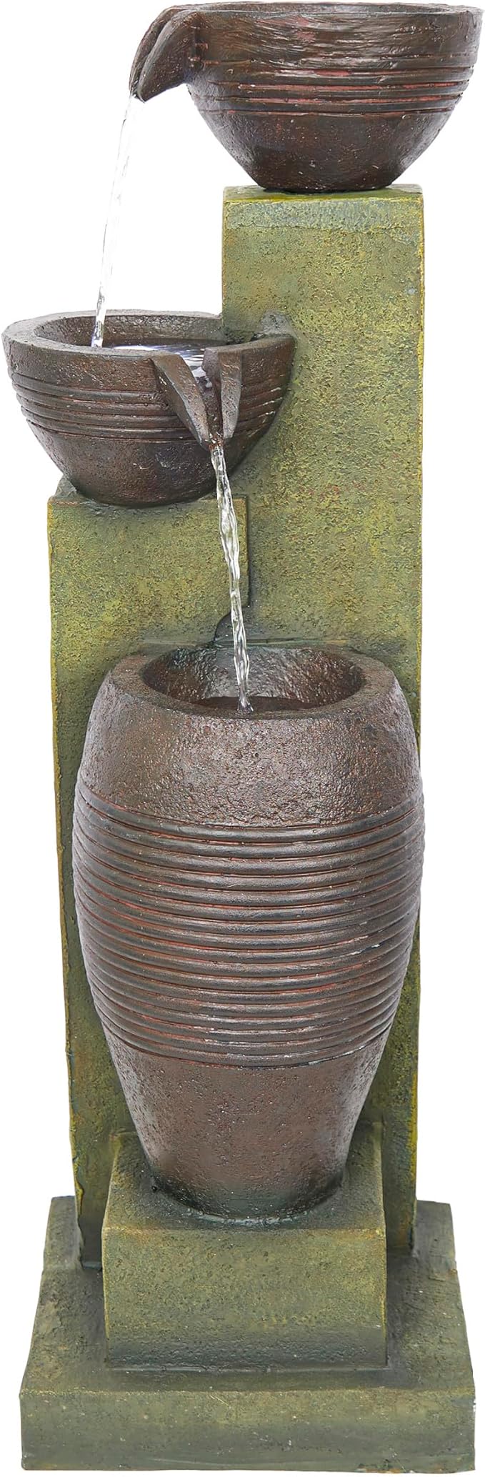 Alpine Corporation 32" Tall 3 Tier Basins Water Fountain with LED Lights, Waterfall Decor, Elegant Cascading Water Feature for Garden, Patio, Yard & Outdoor Spaces, Multi-Color