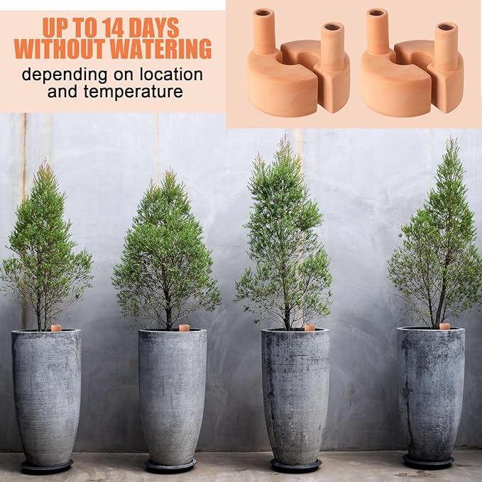4 Pcs Terracotta Watering Spikes Tank Self Watering Planter Water Storage Reusable Automatic Terracotta Plant Water Devices Self Irrigation System for Houseplants Garden and Flowers
