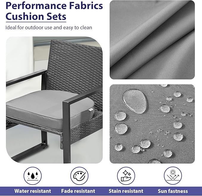 Outdoor Chair Cushions Set of 4 -Waterproof Outdoor Seat Cushions for Patio Furniture, Patio Chair Cushion with Handle and Ties, Round Out Door Chair Pads,18.5" x 16" x 3", Grey