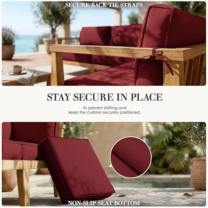 Outdoor Replacement Cushions for Patio Furniture, 5" Foam High-Density, 14-Piece Water-Resistant Outdoor Cushion for 6-Seat Sectional Patio Conversation Sets, Liner&Cover