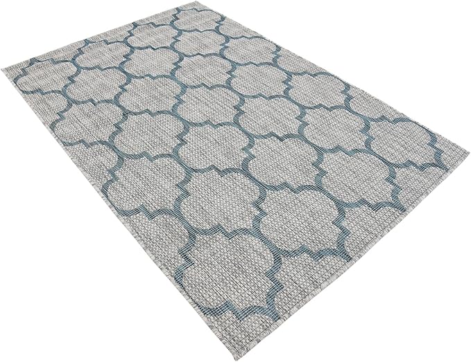 Unique Loom Outdoor Trellis Collection Area Rug (4' 1" x 6' 1" Rectangle, Gray/ Ivory)