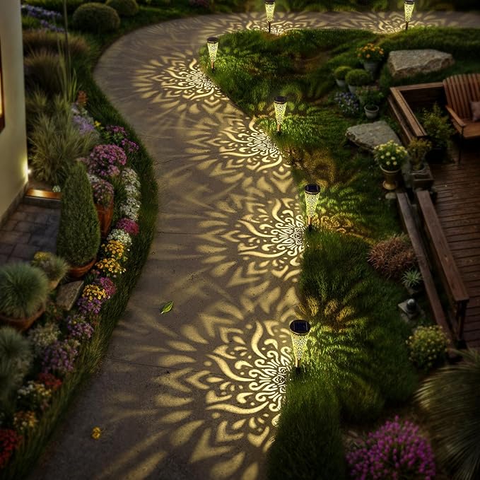 6 Pack Solar Lights Outdoor Garden Decorative Solar Garden Lights with Warm Light Waterproof Solar Pathway Landscape Lights for Path Backyard Walkway Yard Decor, Gardening Gifts for Women