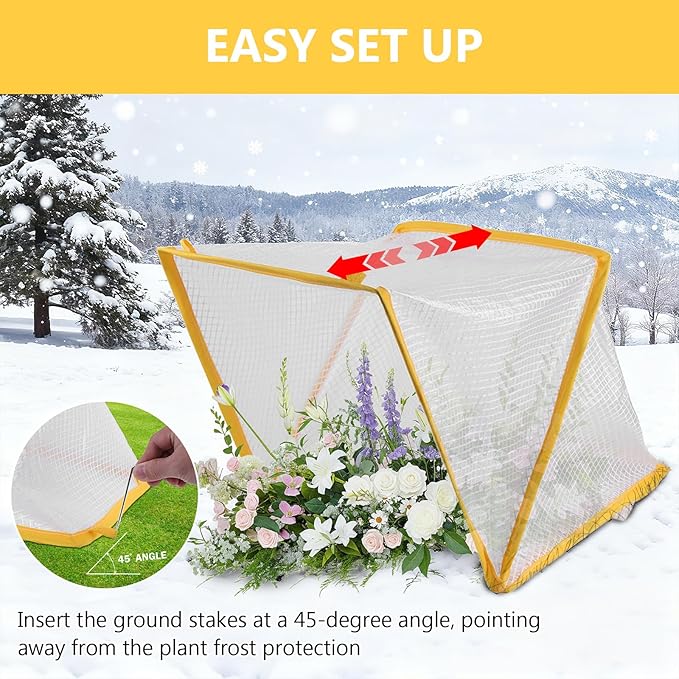 32″*14″*13″ Foldable Garden Row Accelerator Plants Cover Freeze Protection, Reusable Mini Greenhouse Cover for Raised Garden Bed Frost Covers for Plant Vegetable Seedling Protector, 3 Pack
