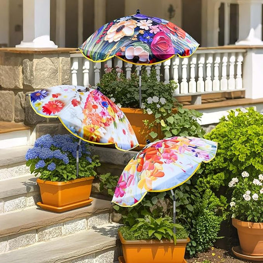 3Pack Flower Plant Umbrellas for Outdoor Plants 50inch Higher 26inch Larger Adjustable Angles Plant Shade Umbrella Sturdy Garden Shade Cover Sun Protection Umbrella for Potted Plants Garden Bed Flower Pot