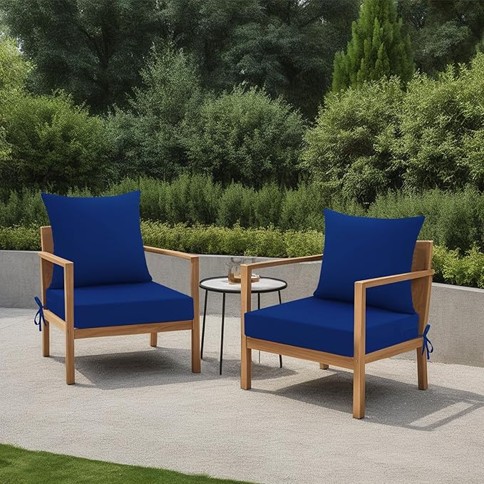 idee-home Outdoor Cushions for Patio Furniture, Outdoor Seat Cushion, Waterproof Hampton Bay Deep Seat Replacement Couch Chair Cushions for Garden Lawn Backyard Deck, 24 x 24 Navy Bue