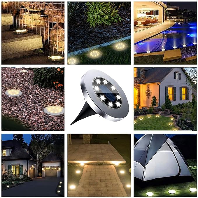 Solar Ground Lights, Waterproof Solar Garden Lights, Upgraded Outdoor Garden Waterproof Bright in-Ground Light, Landscape Lighting for Pathway,Yard,Deck,Lawn,Patio,Walkway (12 Pack Warm Light)