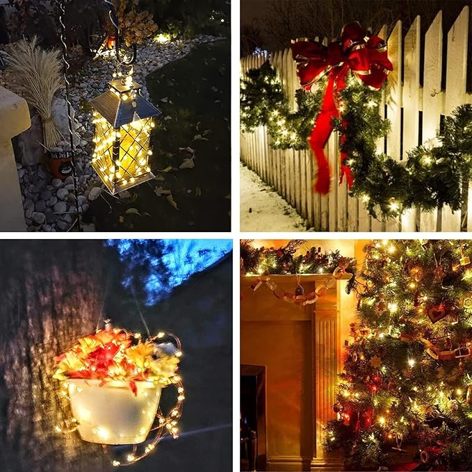4-Pack Solar String Lights for Outside, Total 400LED Solar Fairy Lights Waterproof, Outdoor Twinkle Lights Copper Wire 8 Modes Solar Outdoor Lights for Xmas Tree Garden Party Wedding Decor(Warm White)
