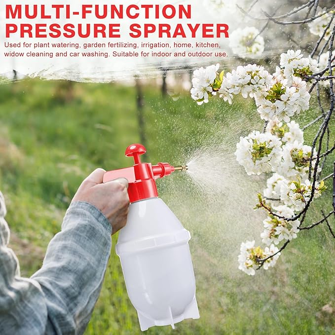 2 Pcs 27 oz Handheld Pump Spray Bottle Garden Mister Spray Bottles Lawn Pressure Hand Pump Sprayer with Adjustable Nozzle for Chemicals Watering Weeds Plants and Cleaning (Red)