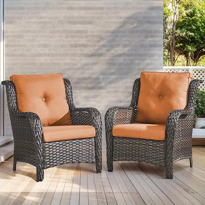 Outdoor Chair Cushions-Patio Chair Cushions Set with Removable Cover 22 X 25 Inch Outdoor Cushions for Patio Furniture Chair Sofa Couch-Orange