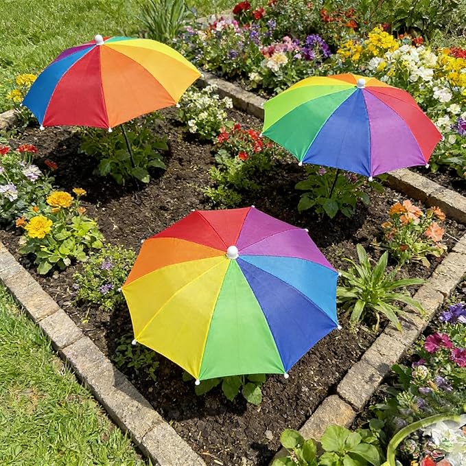 3 Pack Upgraded Plant Umbrellas for Outdoor Plants, 26" Larger Garden Plant Umbrella Shade with Adjustable Angle, 43.4" Higher Sun Shade for Plants, Potted Plant, Garden Beds