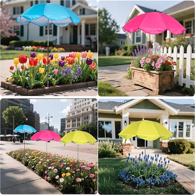 3 Pack Plant Umbrellas for Outdoor Plants, Garden Umbrella 5-Prong Base for Garden Beds & Potted Adjustable Angle Plant Shade Cover Umbrellas for Plant Flowers