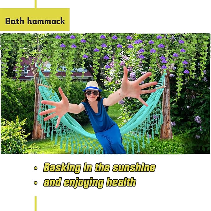 Beautiful Boho Style Hammock,Bohemian Outdoor Portable 1 Person Hammock,for Suitable for Patio, Beach, Garden,Wedding Decor (Green)