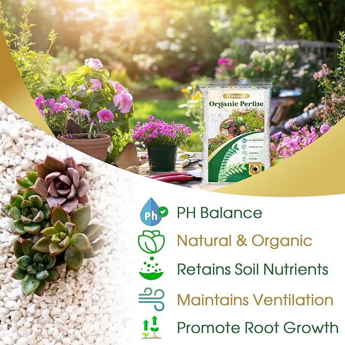 Organic Perlite for Plants,1 Quart Premium Horticultural Perlite for Indoor and Outdoor Plants,Enhance The Ventilation and Drainage of The Soil,Optimal for Potting Mixes