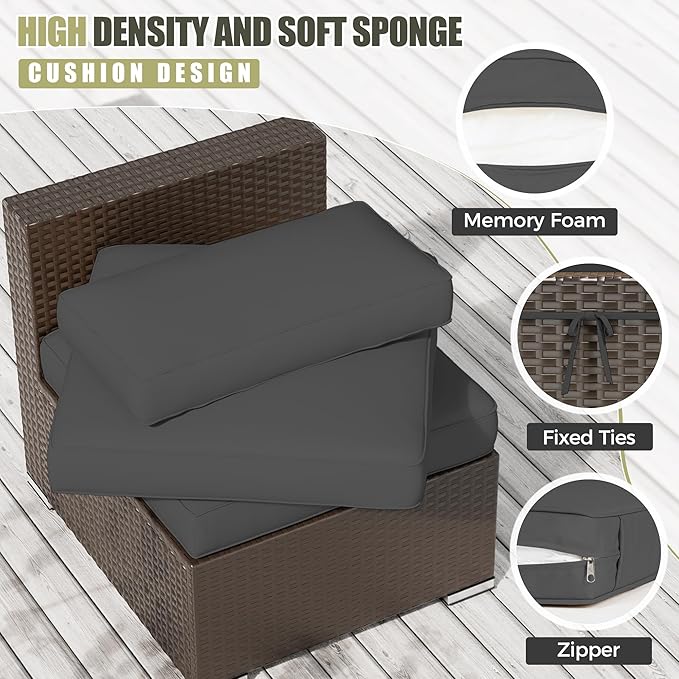 Oakcloud Oakmont Outdoor Replacement Cushions for Patio Furniture,Water-Resistant Cushion for Patio Conversation Set,9-Piece Cushions for 4-seat Outdoor Sectional Sofa(Dark Grey)