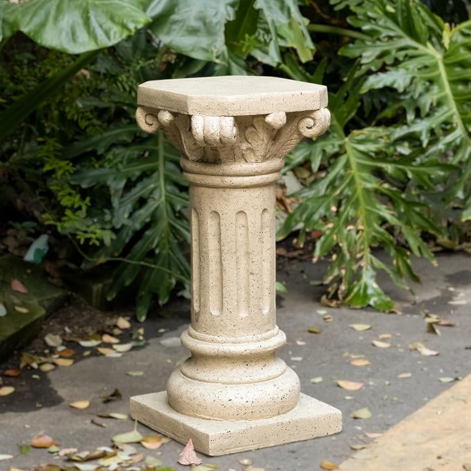 Christopher Knight Home Jorine 26.25"H Plant Stand, Lightweight Concrete Plant Stand, Pedestal Column Side Table, Indoor Outdoor Plants Standing for Entryway Garden Yard Home, No Assemly Needed, Sand