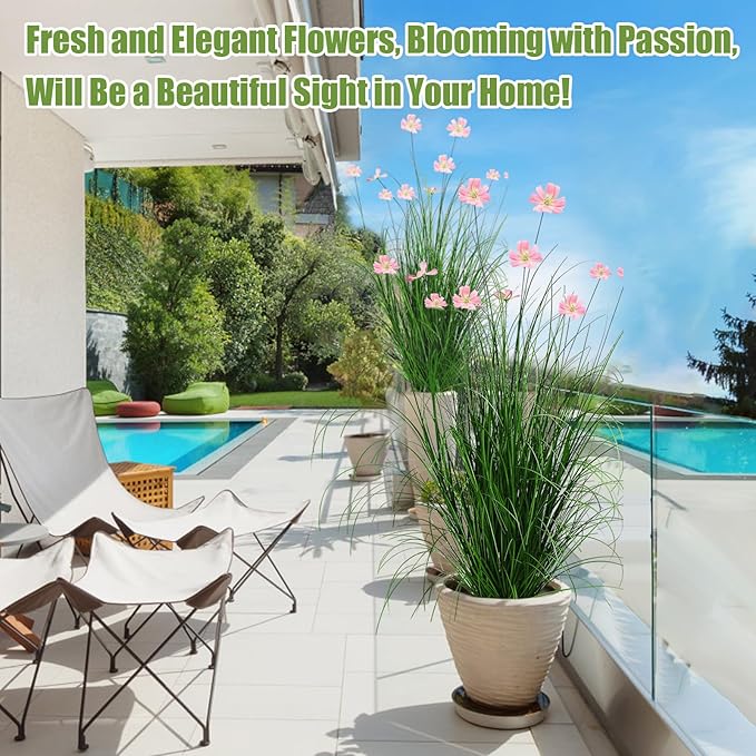 2 Pack Tall Artificial Plants with Basket 47inches Faux Pampas Grass Flowers Fake Floor Plants Decor in Pot Large Greenery Stems Faux Plant House Plant Indoor Decoration