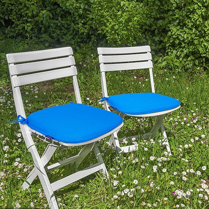 SleepMan Outdoor 17"x16" Chair Cushions with Ties Set of 2, Water Resistant All Weather U-Shape Seat Pads for Patio Garden Furniture Indoor Fade Resistant Patio Cushions (Sky Blue)