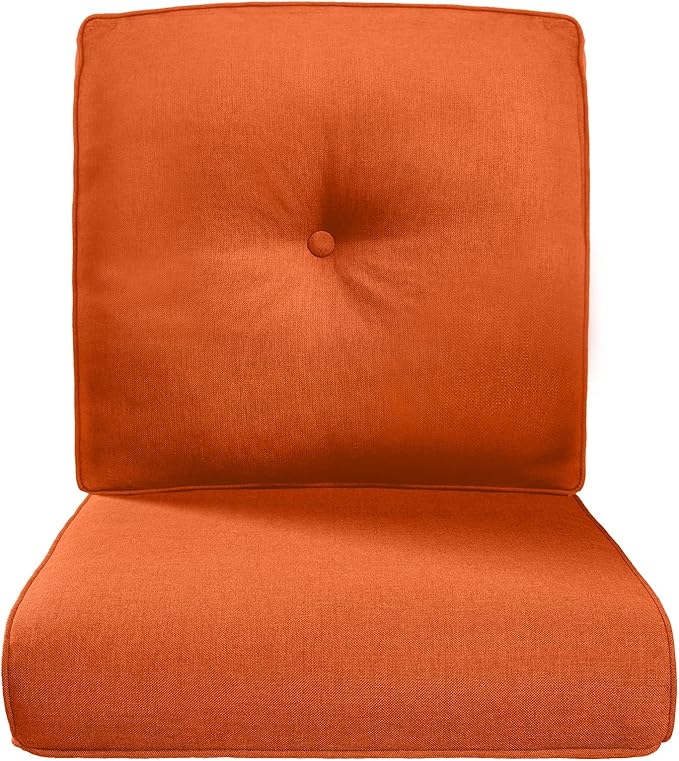 Belord Luxury 4" Thick Outdoor Cushion Set - 22 x24 Inch 28D Sponge Filling Fade-Resistant Chair Cushion, Spill Proof Removable Patio Furniture Replacement Cushions for Sofa Bench Swing - Orange