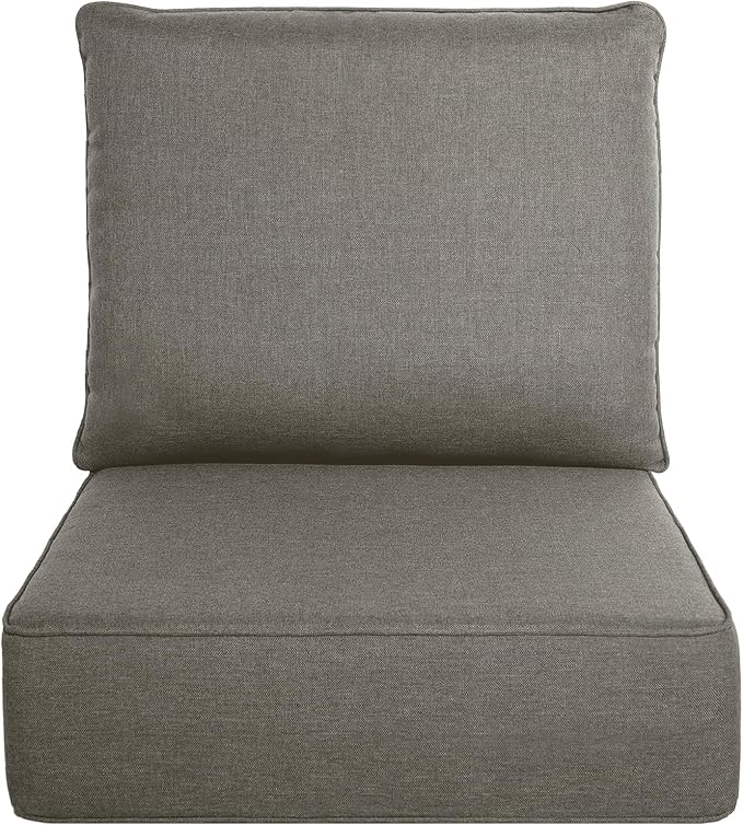 Belord Luxury 6" Thick Outdoor Cushion Set - 22 x24 Inch 28D Sponge Filling Fade-Resistant Chair Cushion, Spill Proof Removable Patio Furniture Replacement Cushion for Sofa Bench Swing - Grey