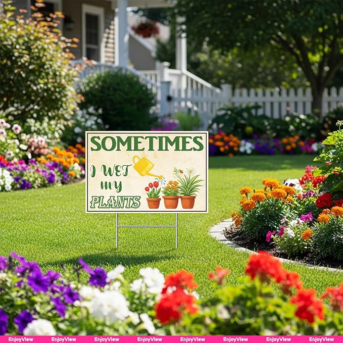 Funny Garden Sign with H Stake 18"x12" Large Vintage Sign for Outside Greenhouse Corrugated Plastic Yard Decor Gardening Gifts for Women 1Pack