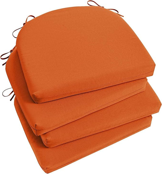 Basic Beyond Outdoor Chair Cushions Set of 4, Outdoor Cushions for Patio Furniture, Water Resistant Patio Chair Cushions with 2 Ties, 17x16x2, Orange
