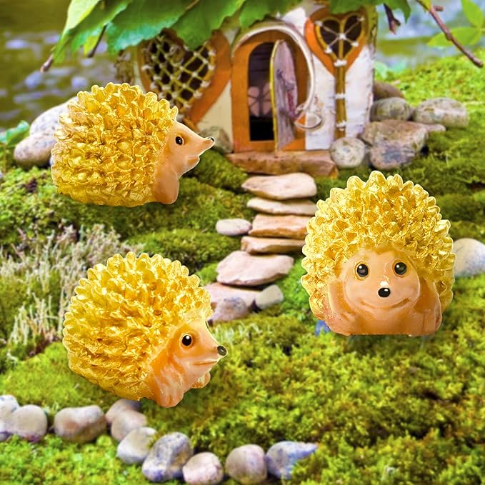 Exasinine 20Pcs Hedgehog Figurine Mini Hedgehog Resin Fairy Garden Accessories Mini Resin Animals for Plant Pots Bonsai Craft Decor Fairy Wild Garden Micro Landscape Supplies