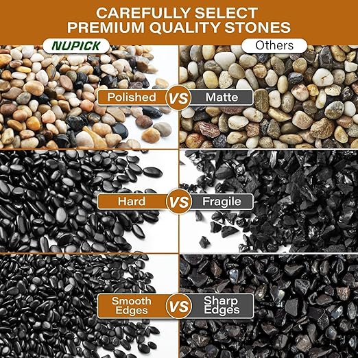 NUPICK 12lb River Rocks for Plants Indoor, 3/8 Inch Mixed Pebbles for Vase Fillers, Decorative Pea Gravel for Fish Tank, Natural Polished Stones for Succulent, Bonsai, Landscaping, Bird Baths