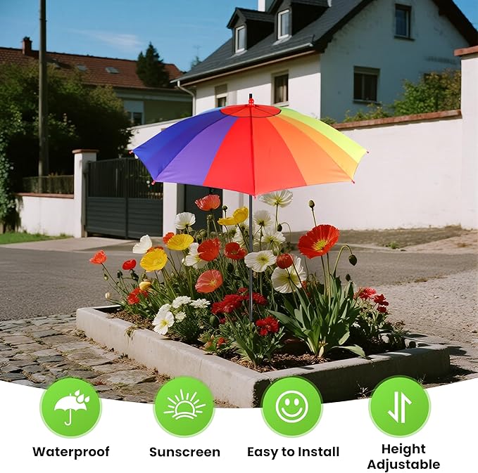 2 Pack 23.6" Upgraded Plant Umbrellas for Outdoor Plants，35.4" Higher Sun Shade for Plants, Potted Plant, Garden Beds, Provide Shade to ‌Defend Plants From Blazing Sun