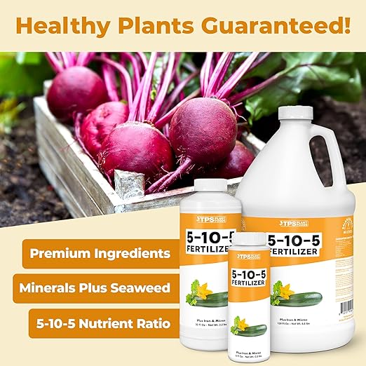 5-10-5 Fertilizer for Plants, Great for Root Vegetables, Fruiting Vegetables, and Flowers, Plant Fertilizer by TPS Plant Foods, 32oz (1 Quart)