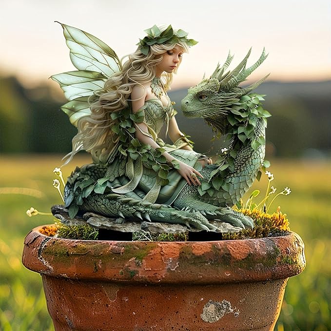 JOYO 11.8''Bohemian Fairy Flower Pot Decoration,2D Acrylic Ground Plug,Fairy Garden Planter Accessories,Fairy Pumpkin Angel Garden Stake for Pot Plants and Garden Yard Lawn Décor (E)