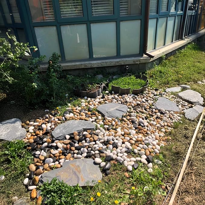 40 lbs River Rocks Pebbles 1-2 Inch Polished Decorative Stones Natural Pebbles for Plants,Aquarium Gravel,Vase Fillers,Zen Garden & Succulent Bowl - Smooth Indoor/Outdoor Landscaping Stones