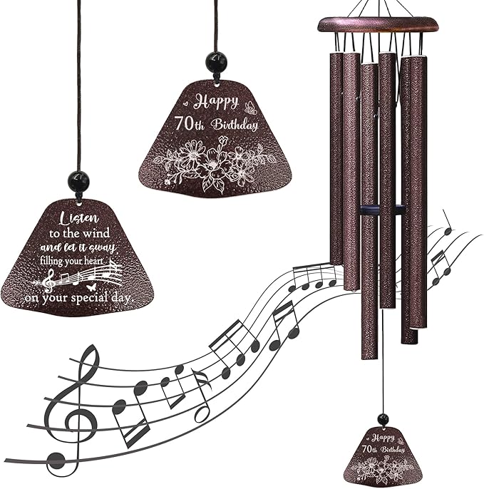 70th Birthday Gifts for Women/Men, 70th Birthday Decorations 32” Wind Chimes Outside, 70 Year Old/1956 Bday Gifts for Men/Women