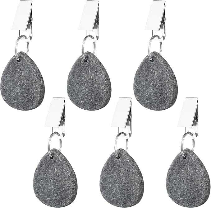 6 Pcs Tablecloth Weights Pendant Teardrop Shape Table Cover Weights with Metal Clips for Outdoor Picnic Garden Patio Party Camping Dinner Table Cover Decoration (Gray)