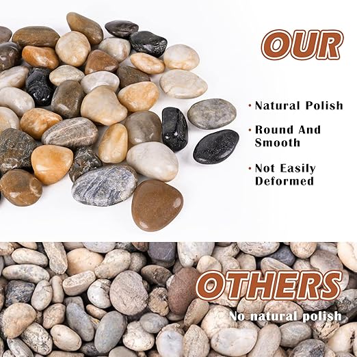River Rocks for Plants 11.25 LB Small Decorative Pebbles 1"-1.5" Polished Stones Smooth Aquarium Gravel for Fish Tank Vases Indoor Planters Outdoor Landscaping Garden (180oz)