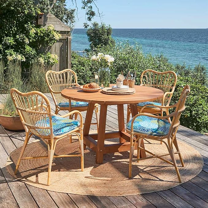 Outdoor Chair Cushions Set of 4, Water Resistant Patio Chair Pads with Ties, Seat Cushions for Home Garden Furniture Decoration, 16"x17", Dahlia Blue