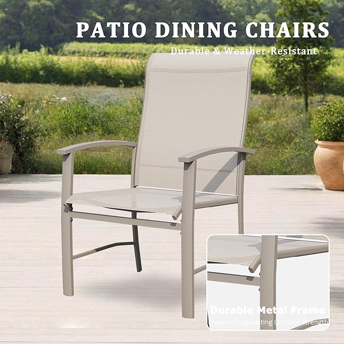Outdoor Dining Chairs Set of 8, Patio Chairs with Metal Frame & Textilene Fabric, Perfect for Patio Garden Deck