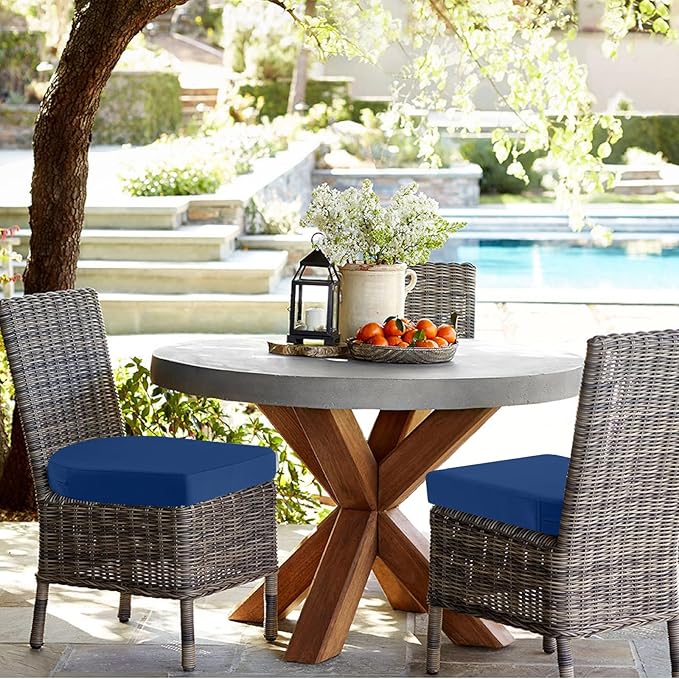 idee-home Outdoor Chair Cushions Set of 4, Thick 19" x 19" x 2" Outdoor Seat Cushions Patio Furniture Waterproof with Ties, Dining Pads