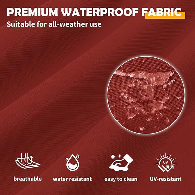 Amopatio Outdoor Sofa Replacement Cushion Set, Waterproof Seat and Back Cushions for Patio Furniture, UV-Resistant and Extra-Thick Cushions, Machine-Washable Covers (Wine)
