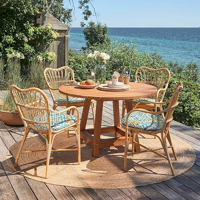 Outdoor Chair Cushions Set of 4, Water Resistant Patio Chair Pads with Ties, Seat Cushions for Home Garden Furniture Decoration, 16"x17",Acapa Opal Geometric