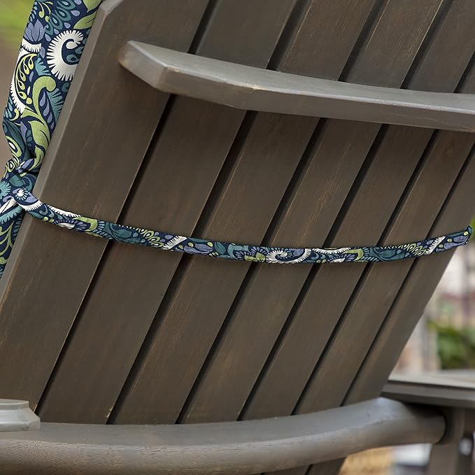 Arden Selections Outdoor Adirondack or Rocking Chair Cushion, 20 x 17, Rain-Proof, Fade Resistant 20 x 17, Sapphire Aurora Blue Damask