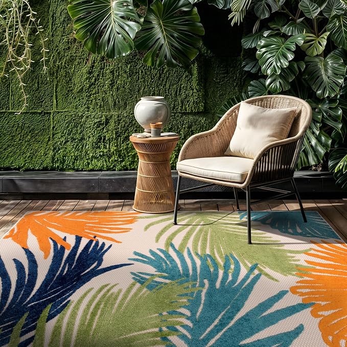Rugshop Lucca Contemporary Floral Indoor/Outdoor 4' X 6' Multi