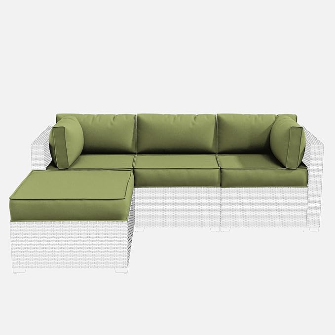 Patio Furniture Cushions, Replacement Outdoor Cushions for 4-Seat Patio Furniture, Waterproof Cushions for Outdoor Sectional Sofa Couch, Light Green