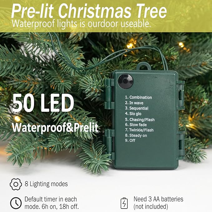 Christmas Planter Filler Tree Outdoor Prelit 2 Pack, 24" Urn Fillers for Porch Planters Pathway Battery Operated Light, Xmas Greenery Outside Decorations