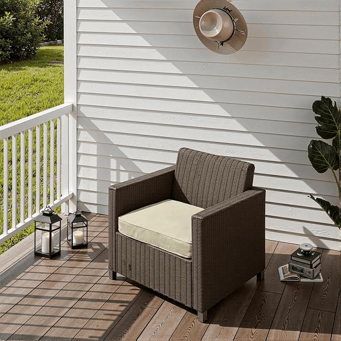 Outdoor Chair Cushions 19 x 19 x 3 Inch, Waterproof & Fade Resistant Patio Seat Cushion for Furniture with Handle and Ties, Thick Seating Pads for Outside Sofa Couch Set of 2, Beige
