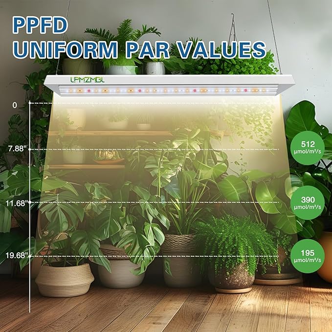 Full Spectrum Grow Lights for Indoor Plants 60W LED Grow Lights for Seed Starting 4/8/12H Timer and 10 Dimming Levels Height Adjustable and Energy Efficient for Seedling Veg Bloom All Growth Stages