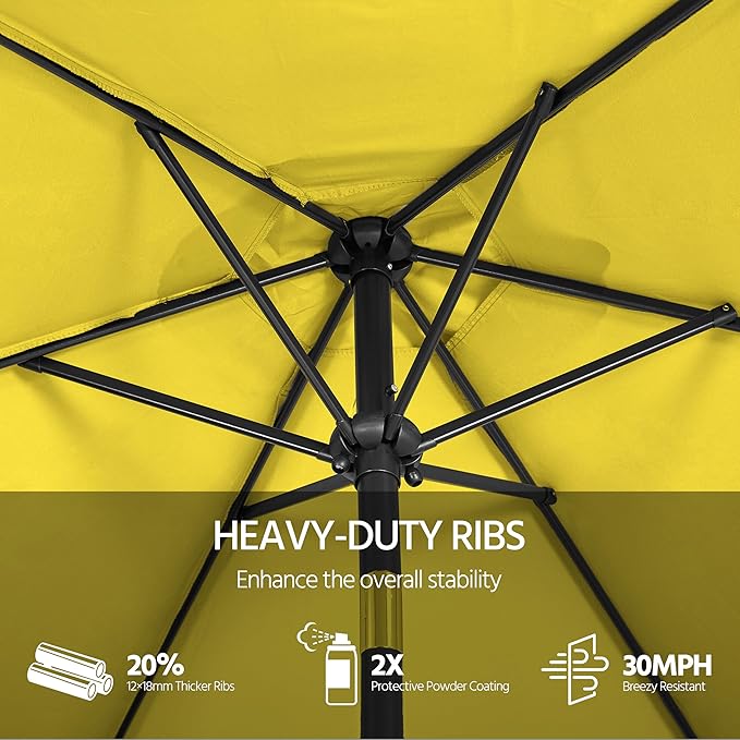 Yaheetech Patio Umbrella, 9FT Outdoor Table Market Umbrella with Push Button Tilt and Crank, Yard Sun Shade UV Protection Waterproof for Garden, Deck, Backyard, Pool, Yellow