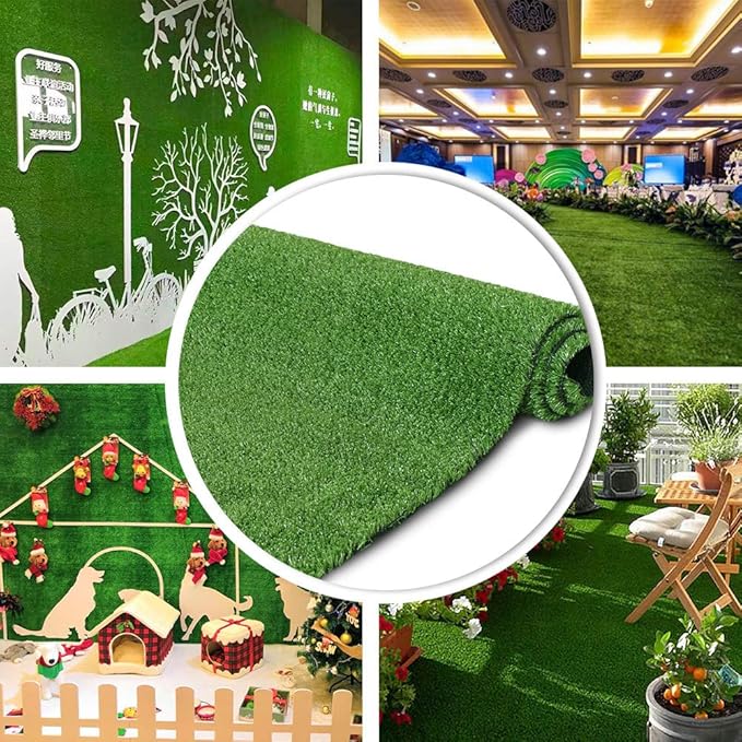 Petgrow Artificial Grass Turf Lawn 7FTX14FT,Economy Indoor Outdoor Synthetic Grass Mat, Backyard Patio Garden Balcony Rug, Rubber Backing/Drainage Holes