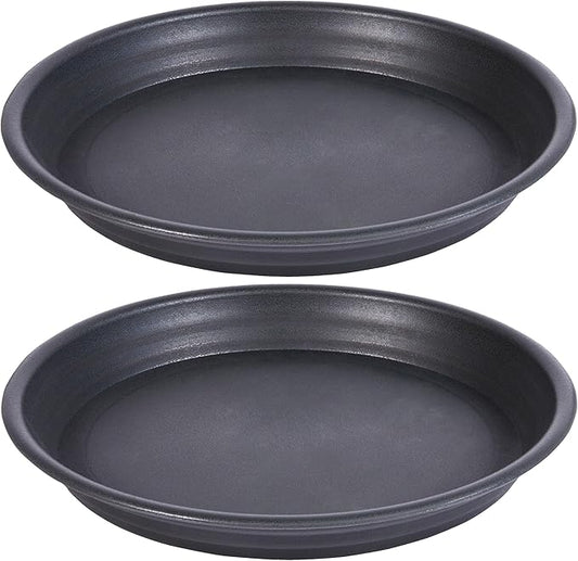 2 Pack Plant Saucer Drip Tray 11 12 inch, Pot Base for Plants Indoor, Plastic Flower Planter Saucers and Drip Trays for Outdoors, Heavy Durable Plant Plate Water Catcher (12", Dark Gray)