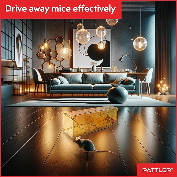 PATTLER® | New Large Humane Mouse Trap for Indoor and Outdoor Home | Mechanical Reusable Live Mouse Traps Catch and Release Mice from Garden, Garage, Attic, Inn, Hotel | Orange | Pack of 2